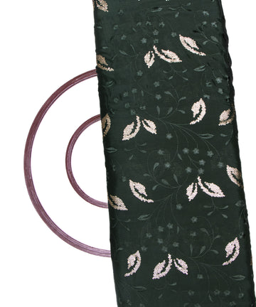 Bottle Green Colour Thread Sequin Embroidery Pure Chinon Silk Fabric